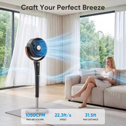 Ultra Quiet Standing Fan with Remote 15 Speed Settings Wide Oscillation Timer Adjustable Airflow